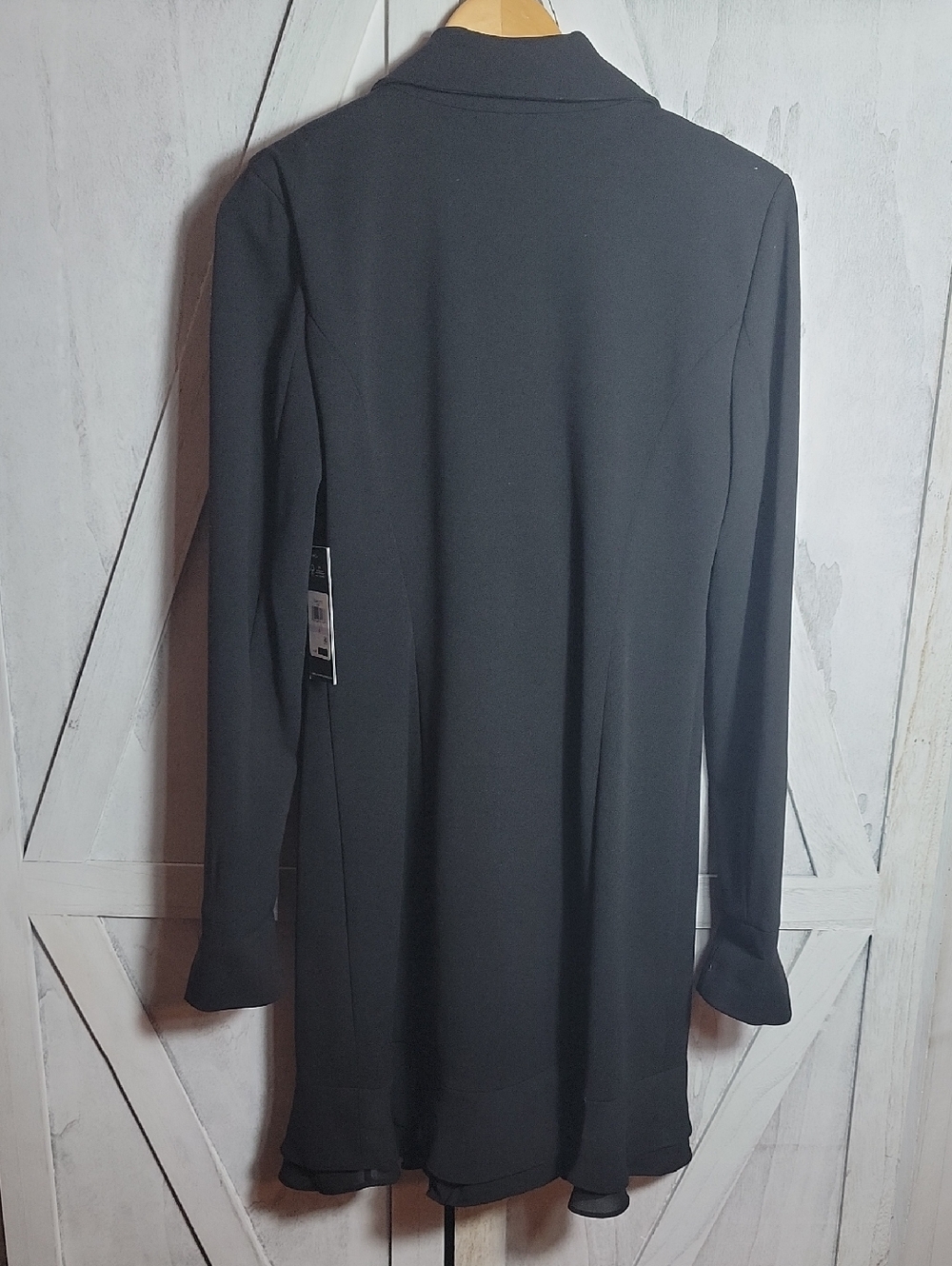 Karl Lagerfeld Black Double-Breasted Ruffle-Hem Blazer Dress Size 6 - Picture 7 of 15